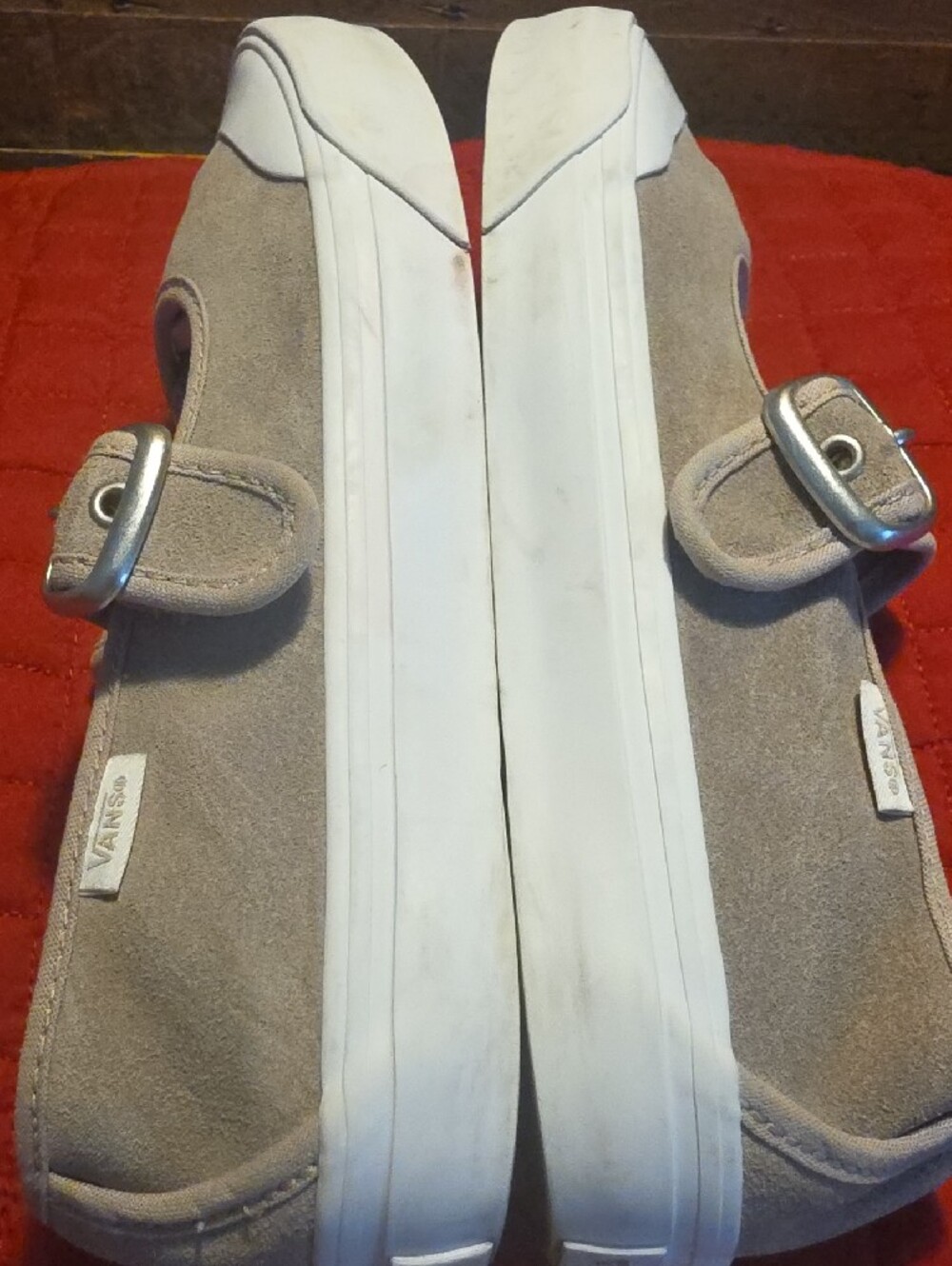 Vans Casual Mary Jane Suede Sneakers in Taupe and White - Picture 7 of 12